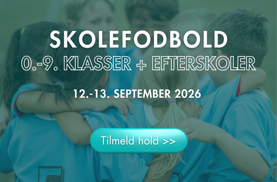 Tilmeldingsknap til skolefodbold for 0.-9. klasse og efterskoler